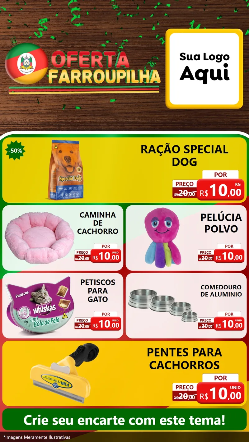 Modelo de TV para TV Vertical com o tema Oferta Farroupilha para Pet Shop