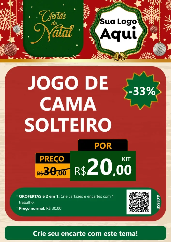 Modelo de Cartaz para Cartaz A4 Vertical com o tema Natal de Ofertas para Cama, Mesa e Banho