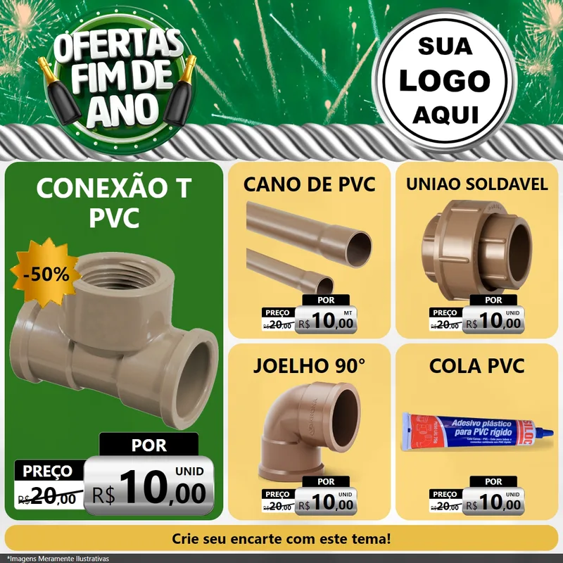 Modelo de Rede Social para Feed Facebook com o tema Ofertas Fim de Ano para Tubos e conexões