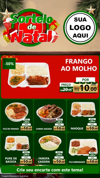 Modelo de Rede Social para Stories com o tema Sorteio de Natal para Restaurante