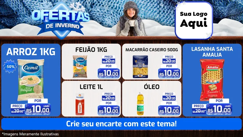 Modelo de TV para TV Horizontal com o tema Ofertas de Inverno para Supermercado