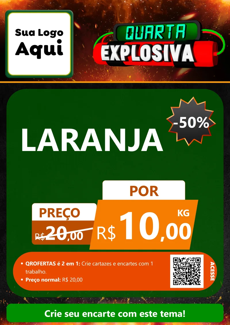 Modelo de Cartaz para Cartaz A4 Vertical com o tema Quarta Explosiva para Hortifrúti
