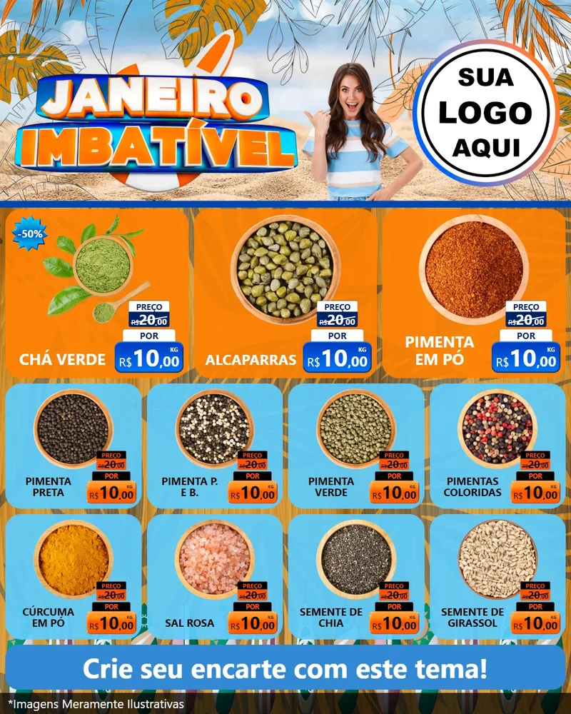 Modelo de Rede Social para Feed Instagram com o tema Janeiro Imbatível para Produtos Naturais
