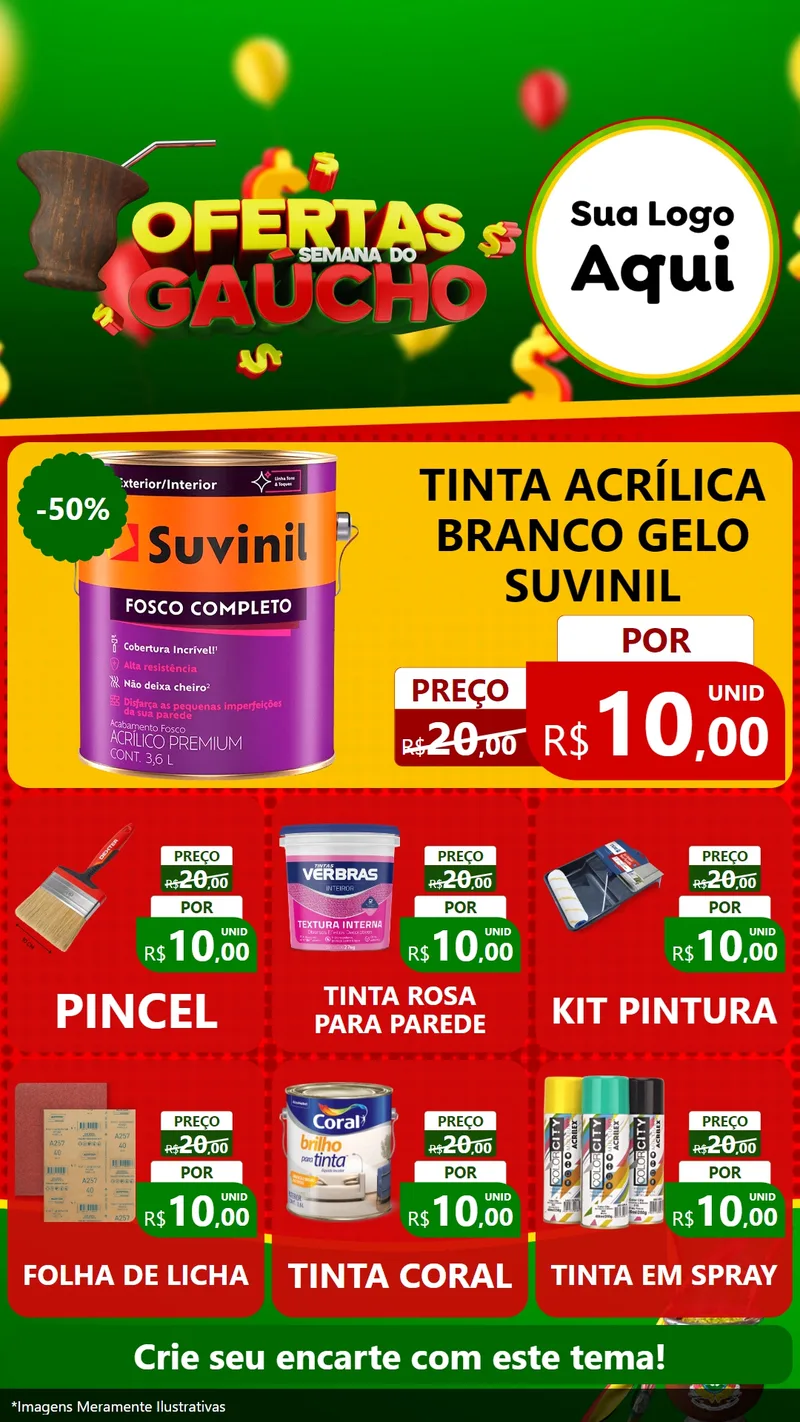 Modelo de Rede Social para Stories com o tema Ofertas Semana Do Gaúcho para Tintas e Ferramentas