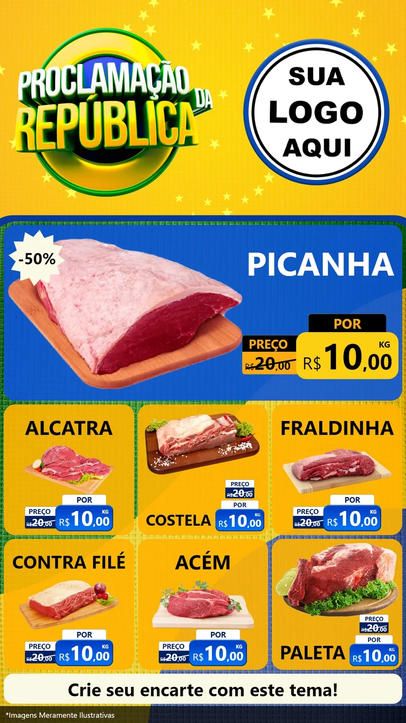 Modelo de Rede Social para Stories com o tema Proclamação da República para Açougue