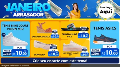 Modelo de TV para TV Horizontal com o tema Janeiro Arrasador para Calçados