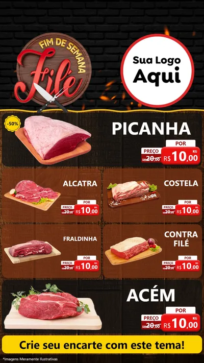 Modelo de TV para TV Vertical com o tema Fim de Semana Filé para Açougue