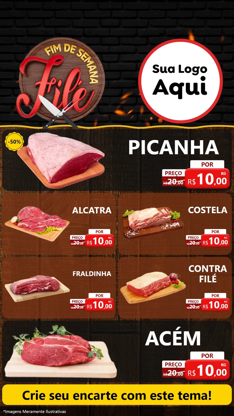 Modelo de TV para TV Vertical com o tema Fim de Semana Filé para Açougue