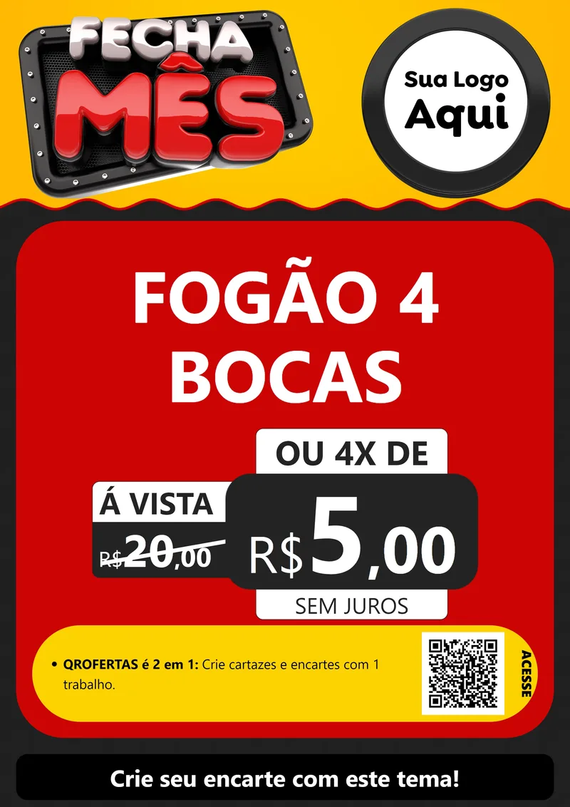 Modelo de Cartaz para Cartaz A4 Vertical com o tema Fecha Mês para Móveis e Eletro