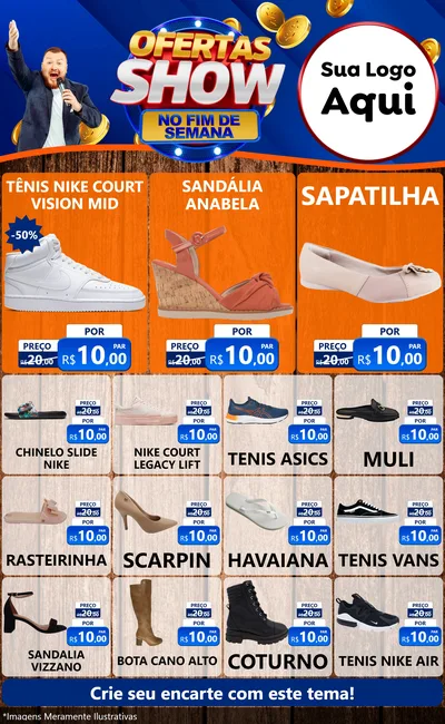 Modelo de Encarte para Encarte Grande com o tema Ofertas Show No Fim De Semana para Calçados