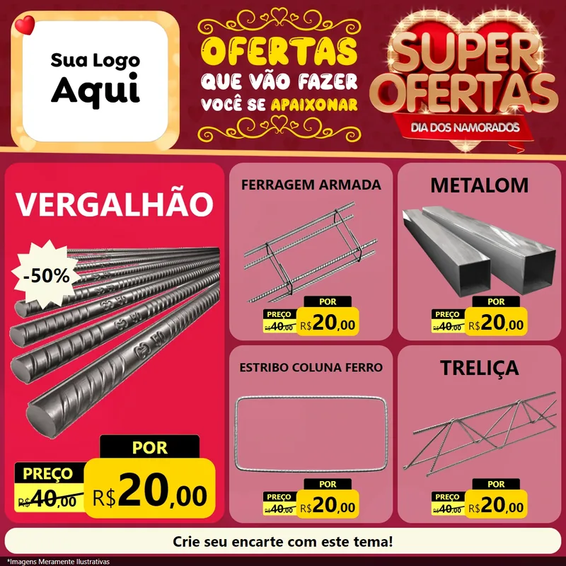 Modelo de Rede Social para Feed Facebook com o tema Dia dos Namorados para Ferragens