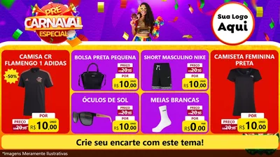 Modelo de TV para TV Horizontal com o tema Pré-Carnaval Especial para Roupas e acessórios