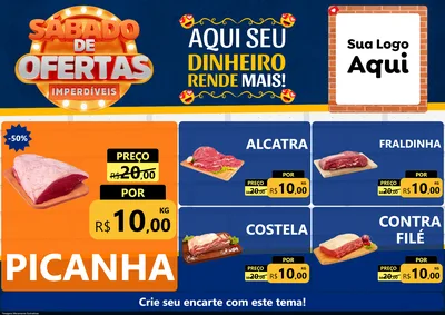 Modelo de Encarte para Encarte A4 Horizontal com o tema Sábado de Ofertas Imperdíveis para Açougue