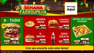 Modelo de TV para TV Horizontal com o tema Semana Farroupilha para Hamburgueria