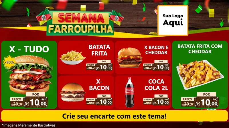 Modelo de TV para TV Horizontal com o tema Semana Farroupilha para Hamburgueria