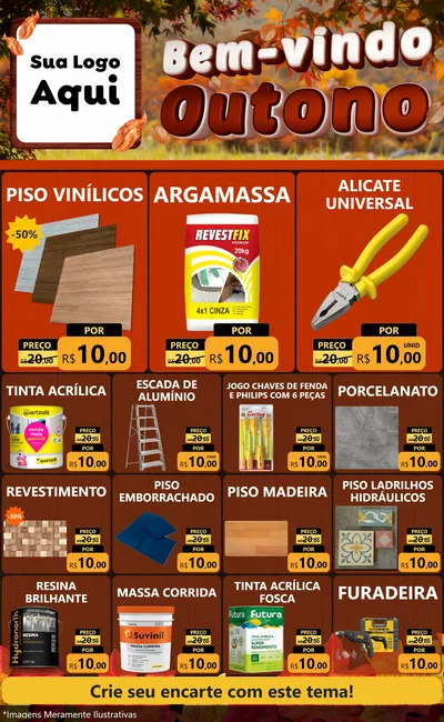 Modelo de Encarte para Encarte Grande com o tema Bem-vindo Outono para Material para Construção