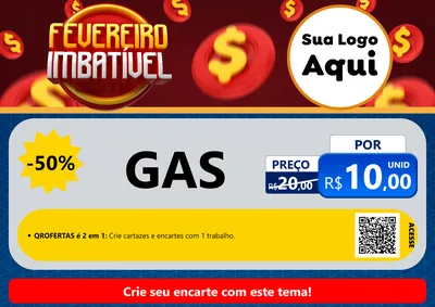 Modelo de Cartaz para Cartaz A4 Horizontal com o tema Fevereiro Imbatível para Água e gás