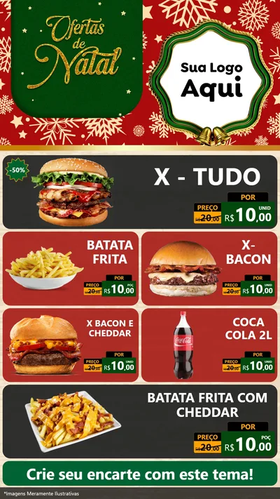 Modelo de TV para TV Vertical com o tema Natal de Ofertas para Hamburgueria