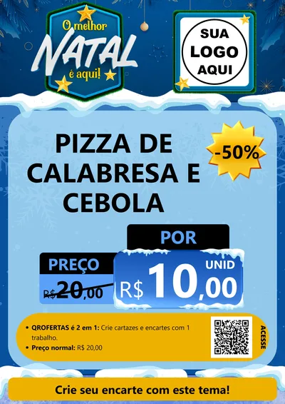 Modelo de Cartaz para Cartaz A4 Vertical com o tema O Melhor Natal É Aqui! para Pizzaria