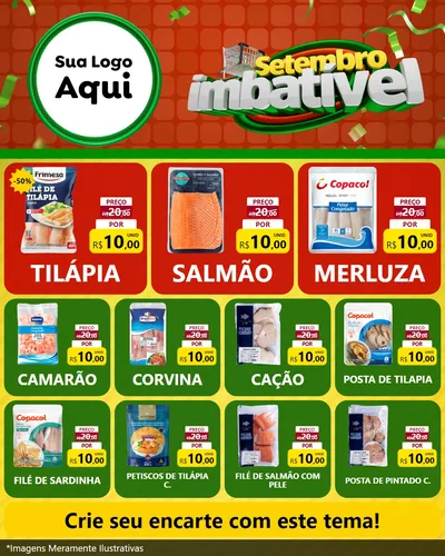 Modelo de Rede Social para Feed Instagram com o tema Setembro Imbatível para Peixaria