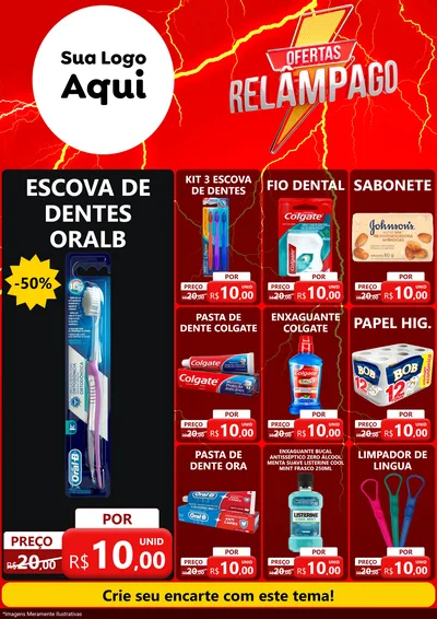 Modelo de Encarte para Encarte A4 Vertical com o tema Ofertas Relâmpago para Higiene Pessoal