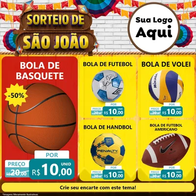 Modelo de Rede Social para Feed Facebook com o tema Sorteio de São João para Artigos Esportivos
