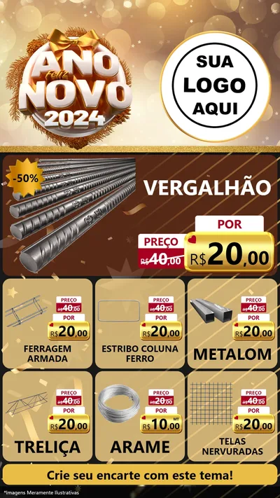 Modelo de Rede Social para Stories com o tema Feliz Ano Novo 2027 para Ferragens