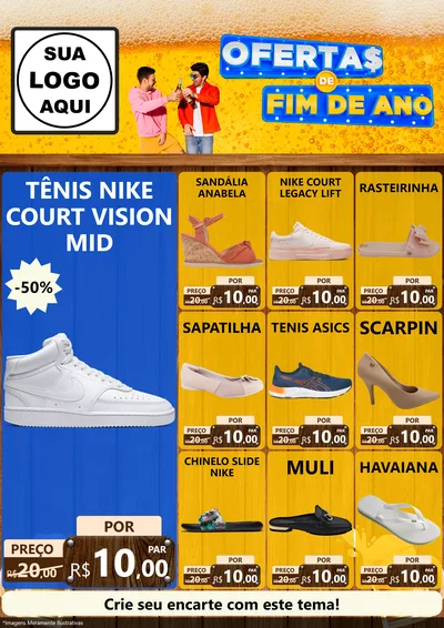 Modelo de Encarte para Encarte A4 Vertical com o tema Ofertas de Fim de Ano para Calçados
