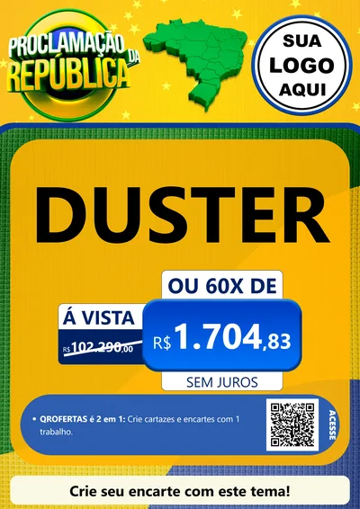 Modelo de Cartaz para Cartaz A4 Vertical com o tema Proclamação da República para Concessionaria de Carros