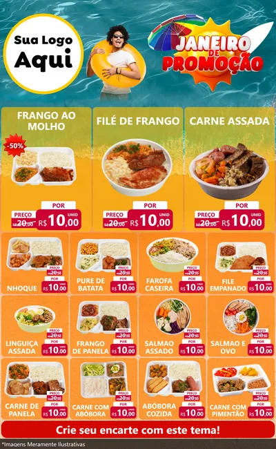 Modelo de Encarte para Encarte Grande com o tema Janeiro de Promoção para Restaurante