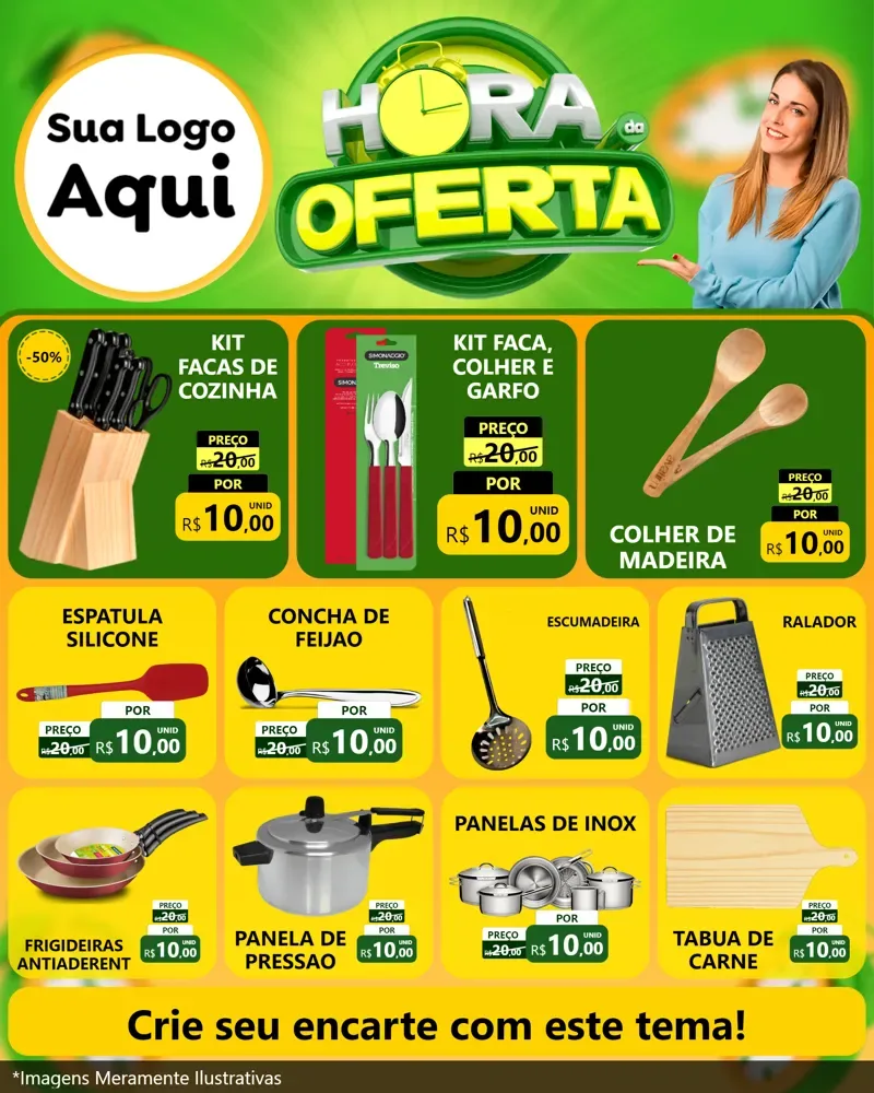 Modelo de Rede Social para Feed Instagram com o tema Hora da Oferta para Utilidades Domésticas