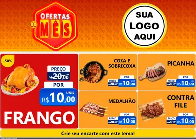 Modelo de Encarte para Encarte A4 Horizontal com o tema Ofertas do Mês para Assados