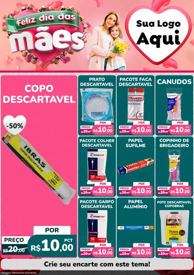 Modelo de Encarte para Encarte A4 Vertical com o tema Feliz Dia das Mães para Embalagens