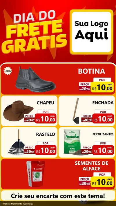 Modelo de TV para TV Vertical com o tema Dia do Frete Grátis para Agropecuária
