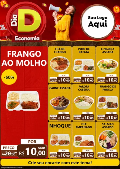 Modelo de Encarte para Encarte A4 Vertical com o tema Dia D Economia para Restaurante
