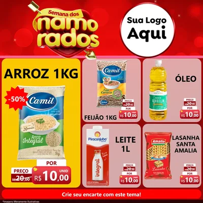 Modelo de Rede Social para Feed Facebook com o tema Semana dos namorados para Supermercado
