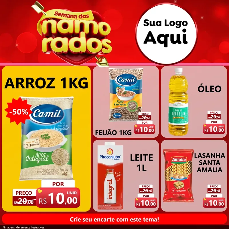 Modelo de Rede Social para Feed Facebook com o tema Semana dos namorados para Supermercado
