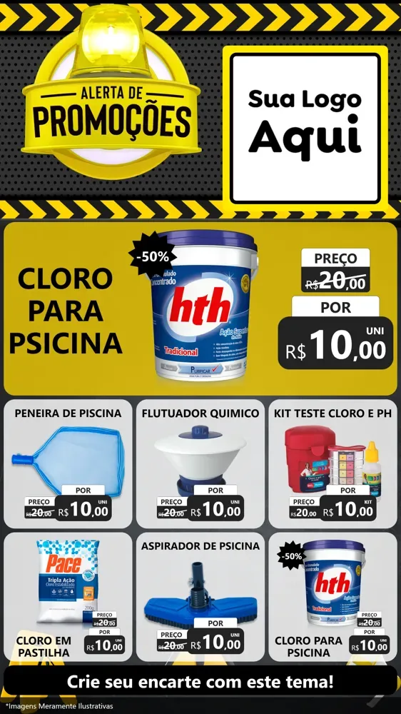 Modelo de Rede Social para Stories com o tema Alerta de Promoções para Produtos para Piscina