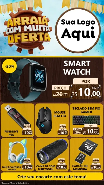 Modelo de Rede Social para Stories com o tema Ofertas de São João - Junina para Informática