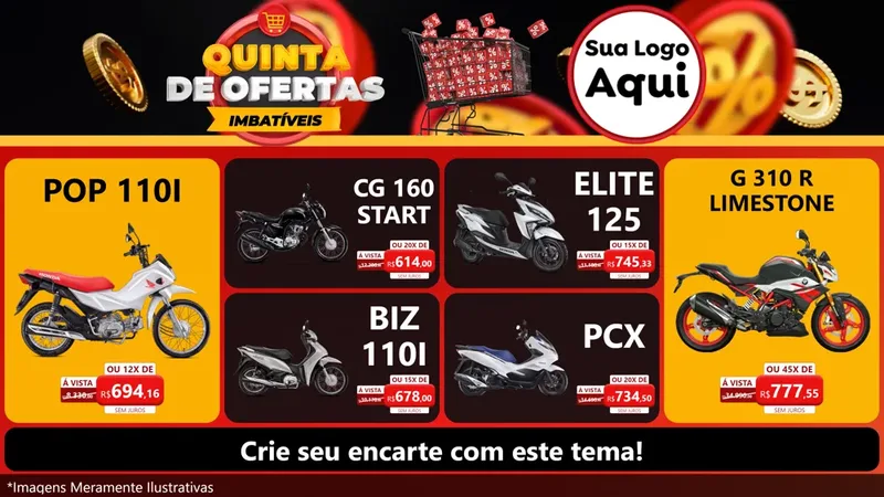 Modelo de TV para TV Horizontal com o tema Quinta de Ofertas Imbatíveis para Concessionaria de Motos