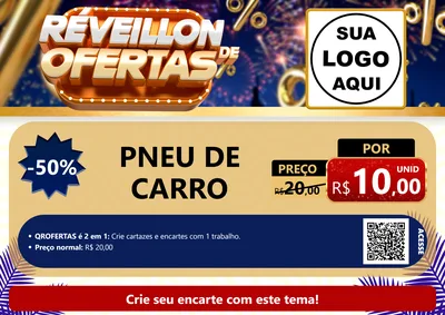 Modelo de Cartaz para Cartaz A4 Horizontal com o tema Réveillon de Ofertas para Auto peças
