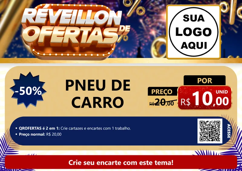 Modelo de Cartaz para Cartaz A4 Horizontal com o tema Réveillon de Ofertas para Auto peças