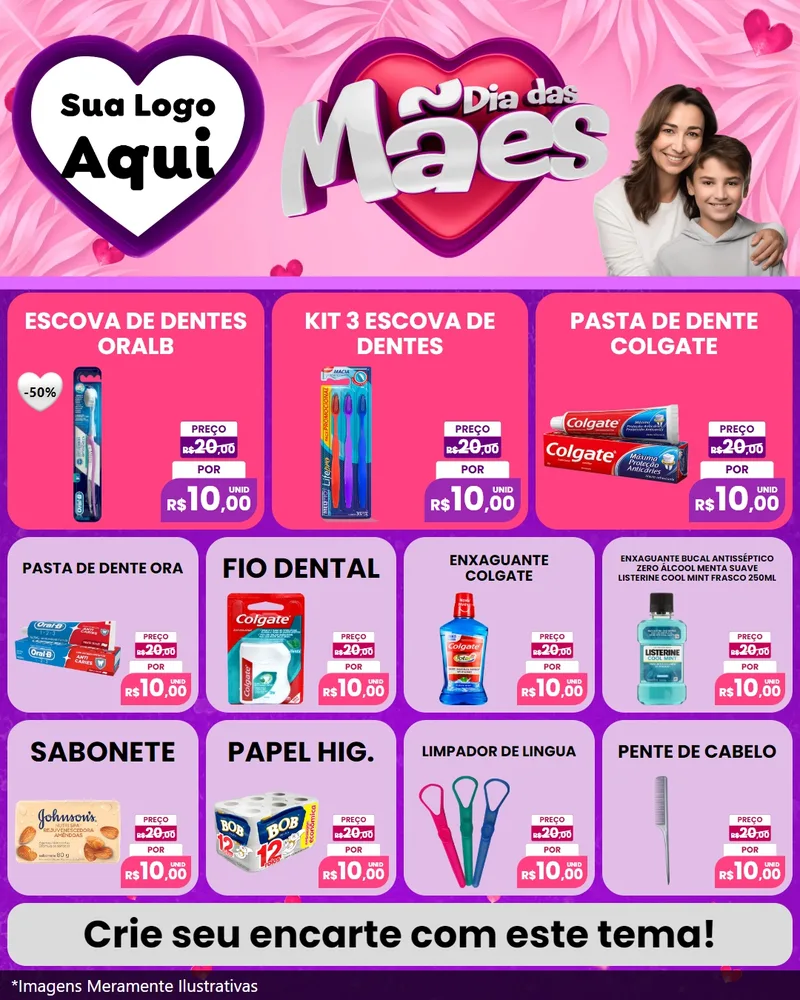 Modelo de Rede Social para Feed Instagram com o tema Dia das Mães para Higiene Pessoal