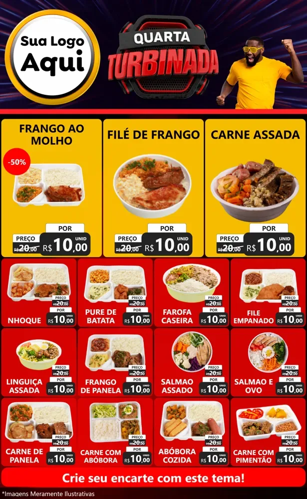 Modelo de Encarte para Encarte Grande com o tema Quarta Turbinada para Restaurante