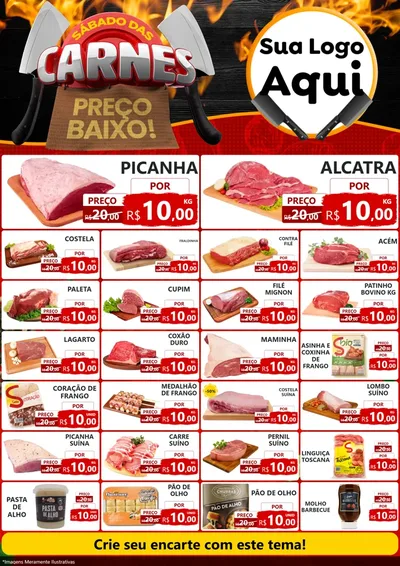 Modelo de Encarte para Encarte A4 Vertical com o tema Sábado das Carnes para Açougue