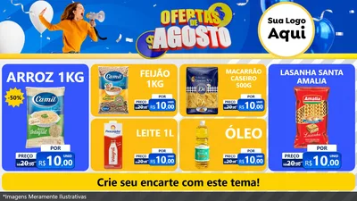 Modelo de TV para TV Horizontal com o tema Ofertas de Agosto para Supermercado