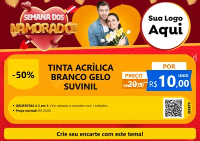 Modelo de Cartaz para Cartaz A4 Horizontal com o tema Semana dos Namorados para Tintas e Ferramentas