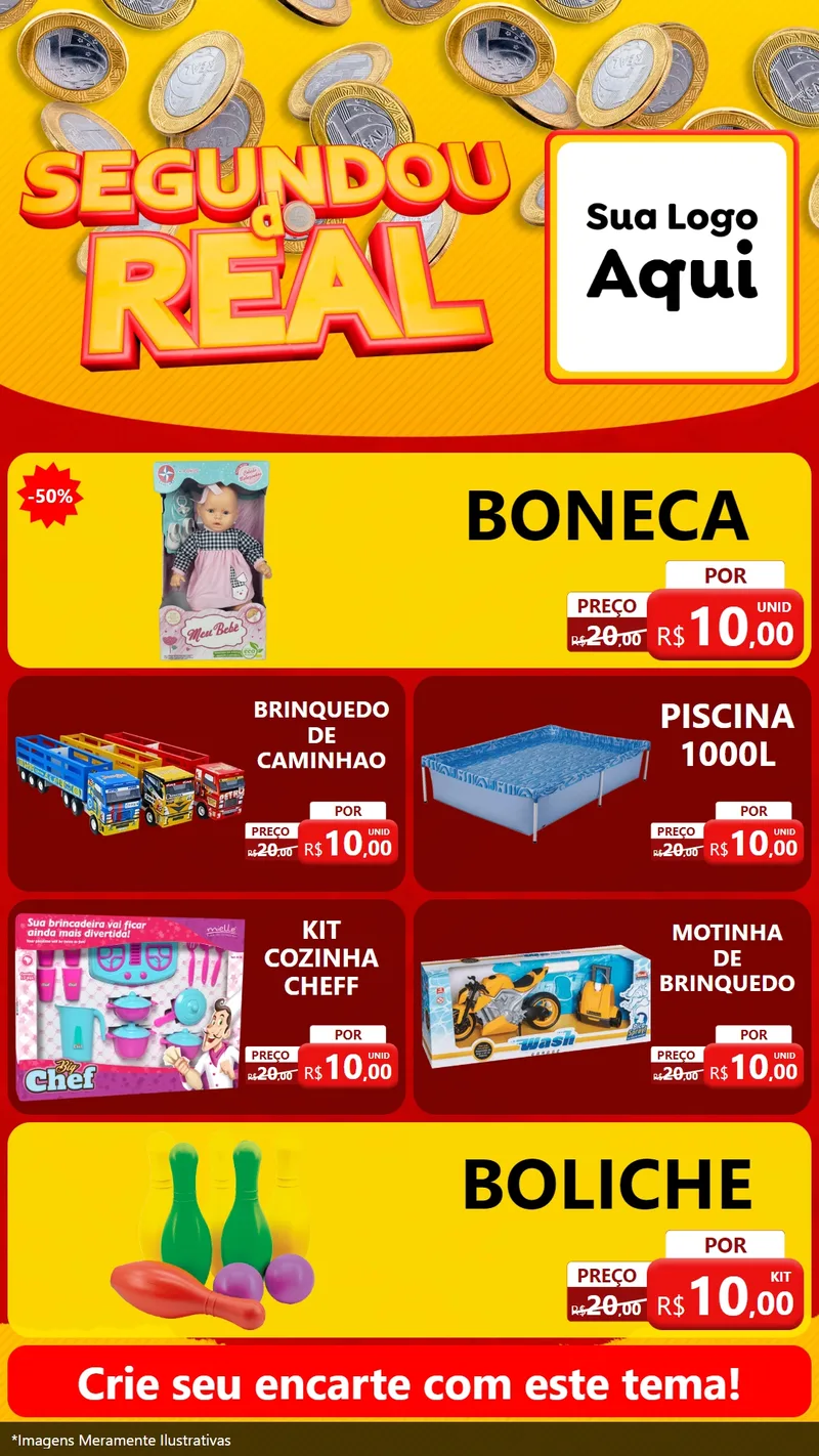 Modelo de TV para TV Vertical com o tema Segundou do Real para Brinquedos