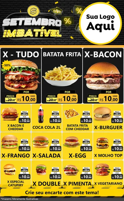 Modelo de Encarte para Encarte Grande com o tema Setembro Imbatível para Hamburgueria