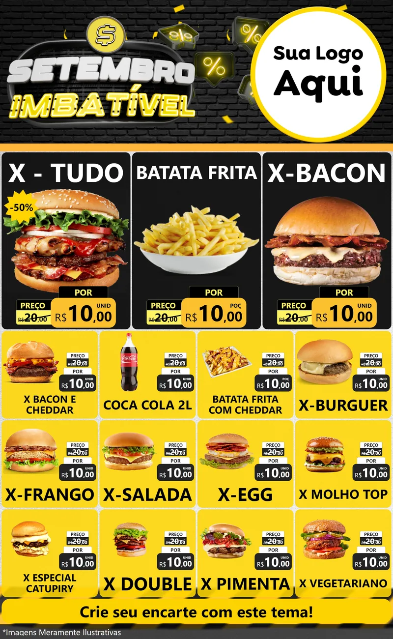 Modelo de Encarte para Encarte Grande com o tema Setembro Imbatível para Hamburgueria